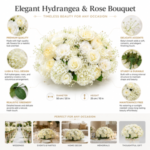 White Ivory 50 cm artificial flowers centerpiece for wedding event decorations - Accent Collection