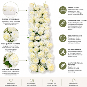 4 Feet White flowers runner for wedding event decoration - Accent Collection
