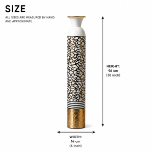 Modern Metallic Gold Silver White Tall Vase 13.5x13.5x95.5CM Elegant Home Decor Accent by Sona Casa