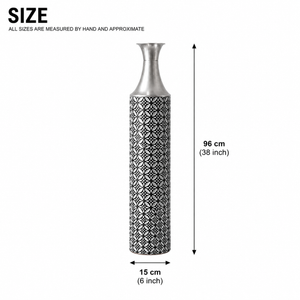 Tall Modern Silver Metal Vase for Elegant Home Decor, 14x14x95 cm by Sona Casa