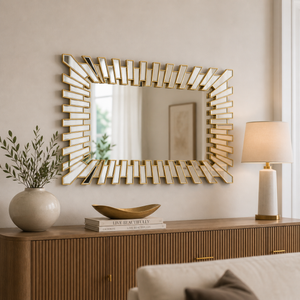 Elegant Small Gold Wall Mirror with Classic Frame, 57x74cm, Premium Decorative Accent for Living Room or Entryway