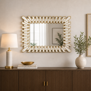 Elegant Small Gold Wall Mirror with Classic Frame, 57x74cm, Premium Decorative Accent for Living Room or Entryway
