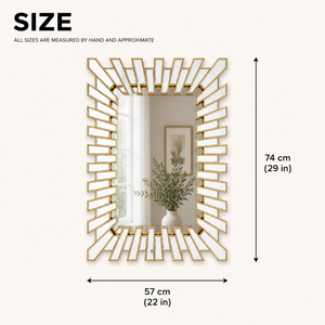 Elegant Small Gold Wall Mirror with Classic Frame, 57x74cm, Premium Decorative Accent for Living Room or Entryway