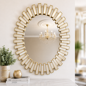 Elegant Small Gold Oval Wall Mirror 80x60cm – Premium Decorative Accent for Home & Living Spaces