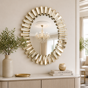 Elegant Small Gold Oval Wall Mirror 80x60cm – Premium Decorative Accent for Home & Living Spaces