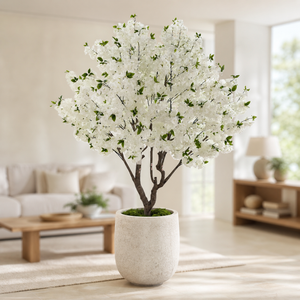 8ft White Cherry Blossom Tree with 9 Branches – Elegant Artificial Floral Home Decor Accent