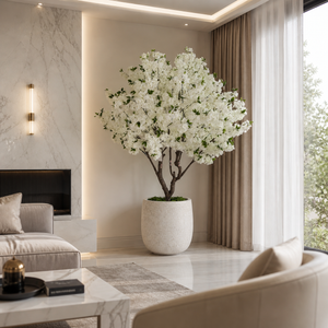 8ft White Cherry Blossom Tree with 9 Branches – Elegant Artificial Floral Home Decor Accent