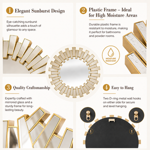 Elegant Gold Round Wall Mirror 62 cm – Premium Decorative Accent for Modern Home Decor
