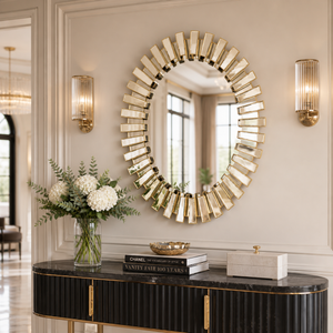 Large Gold Oval Wall Mirror 69x94cm – Elegant Contemporary Decorative Accent for Living Room or Bedroom