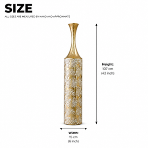Tall Gold Metal Floor Vase for Modern Home Decor – Sleek Minimalist Accent, 14.7 x 14.7 x 106.5 cm by Sona Casa
