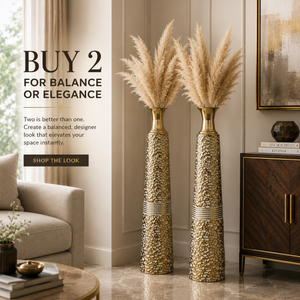 Tall Tapered Gold Metal Floor Vase 106.7cm Modern Minimalist Home Decor Accent by Sona Casa
