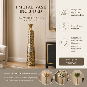 Modern Gold Metal Tapered Vase 17.7x17.7x95.3cm – Sleek Contemporary Home Decor Accent by Sona Casa