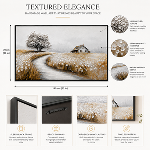 Textured Handmade Abstract Wall Art Panel in Neutral Tones, 70x140 cm, Premium Modern Home Decor