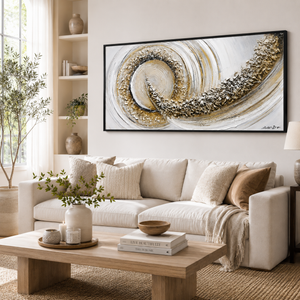 Textured Handmade Abstract Wall Art Panel in Neutral Tones, 70x140 cm, Premium Modern Home Decor Accent - Accent Collection