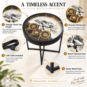 Round Coffee table with clock
