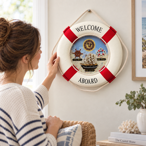 Red and White Lifebuoy Wall Clock