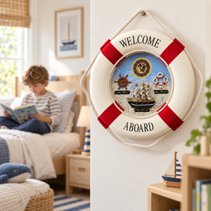 Red and White Lifebuoy Wall Clock