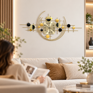 40-Inch Metal Wall Clock with Gold Accents-Sona Casa