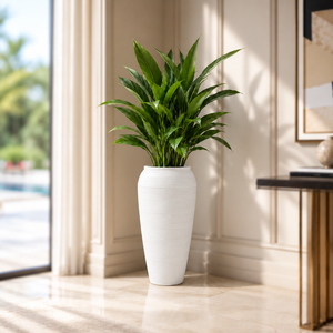 Tall White Tapered Modern Planter Pot for Indoor and Outdoor Home Decor - Accent Collection