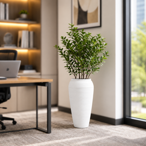 Tall White Tapered Modern Planter Pot for Indoor and Outdoor Home Decor - Accent Collection