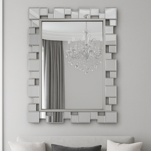 Modern Contemporary Silver Framed Decorative Mirror, Versatile Wall Mirror Living Room, Entryway, Bedroom Decor Gift-Sona Casa