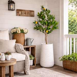 Artificial Citrus Plant 130 cm, Lemon Tree Fake Plant for Indoor Decor, Living Room, Patio Ornament - Accent Collection