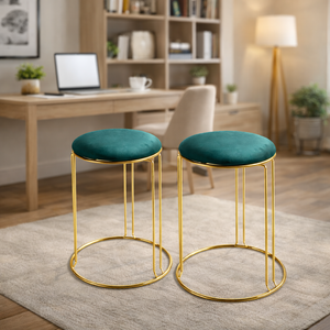 2 Piece Green Stool with Gold Stand by Sona Casa