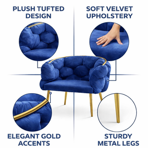 Royal Blue Velvet Accent Bubble Chair, Glam Gold Frame, Home Office Hotel Lounge Bar Living Room Decor by Sona Casa