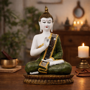Seated Prayer Buddha Statue, 11" Figurine Home Decor Ornament. Buddhism Gifts, Altar Prayer Room Pooja Temple Decorations by Sona Casa