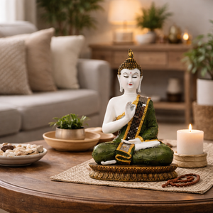 Seated Prayer Buddha Statue, 11" Figurine Home Decor Ornament. Buddhism Gifts, Altar Prayer Room Pooja Temple Decorations by Sona Casa