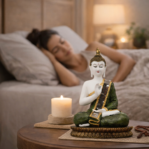 Seated Prayer Buddha Statue, 11" Figurine Home Decor Ornament. Buddhism Gifts, Altar Prayer Room Pooja Temple Decorations by Sona Casa