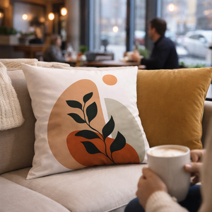 Modern Minimalist Square Pillowcase, 17 x 17 Inch Farmhouse Bohemian Decorative Cushion Cover for Living Room Bedroom by Sona Casa