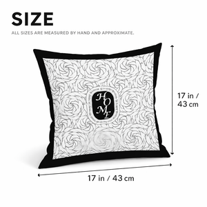 Modern Minimalist Square Cushion Cover, 17 x 17 Inch Contemporary Black & White Decorative Pillowcase for Living Room Bedroom by Sona Casa
