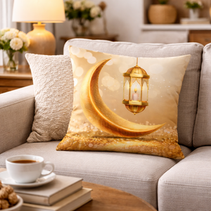 Modern Minimalist Square Cushion Cover, 17 x 17 Inch Decorative Pillowcase for Living Room Bedroom, Ramadan Gift by Sona Casa