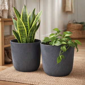 2 Gray Planter Pots by Sona Casa