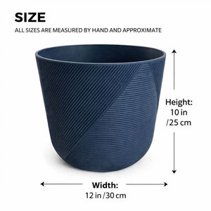 Modern Round Plastic Planter, 12-Inch Blue Flower Pot for Herbs and Ornamental Plants, Home Office Garden Decor by Sona Casa