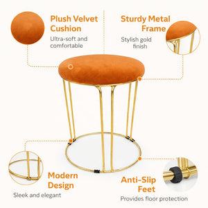 2 Piece Brown Stool with Gold Stand by Sona Casa