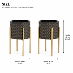 Set of 2 Small Modern Metal Planter Pots in Matte Black for Indoor Home Decor