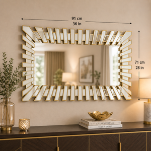 Large Gold Wall Mirror with Sleek Metallic Finish for Elegant Home Decor, 71x91cm