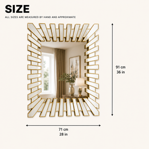 Large Gold Wall Mirror with Sleek Metallic Finish for Elegant Home Decor, 71x91cm