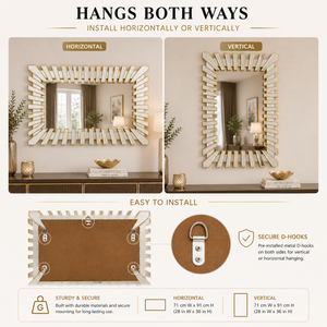 Large Gold Wall Mirror with Sleek Metallic Finish for Elegant Home Decor, 71x91cm