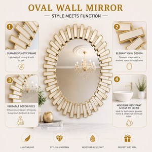Elegant Small Gold Oval Wall Mirror 80x60cm – Premium Decorative Accent for Home & Living Spaces