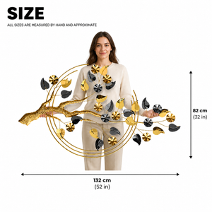 Large Metal 3D Wall Sculpture Golden Tree, Modern Abstract Nature-Inspired Home Decor, 132x82x8 cm