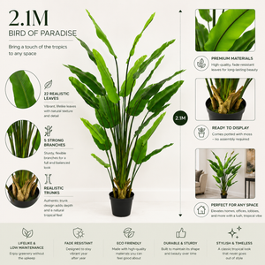 2.1 Meter Tall Artificial Traveler Banana Tree with 5 Branches and 22 Green Leaves – Lush Tropical Indoor Home Decor Plant