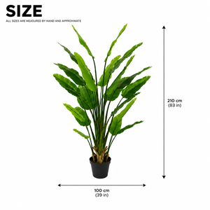 2.1 Meter Tall Artificial Traveler Banana Tree with 5 Branches and 22 Green Leaves – Lush Tropical Indoor Home Decor Plant