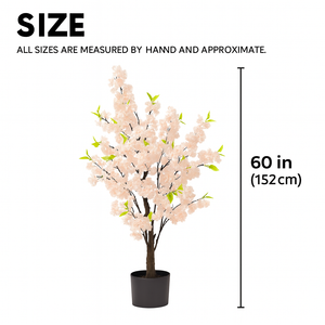 Large Nearly Natural Fake Light Peach Sichuan Cherry Blossom, 5 ft Lifelike Tall Artificial Tree, Indoor Decor for Living Room, Office, Patio-Sona Casa