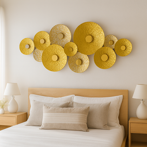 Large Gold Metal Wall Art, Modern Abstract Sculpture, Textured 3D Hanging Decor for Living Room, 120cm Statement Piece-Sona Casa