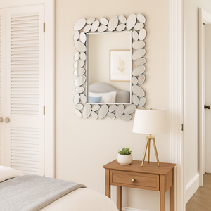 Modern Contemporary Silver Framed Mirror, 72 cm Modern Wall Mirror for Living Room, Entryway, Bedroom Decor Gift-Sona Casa