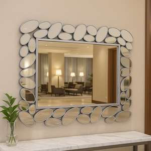 Modern Contemporary Silver Framed Mirror, 72 cm Modern Wall Mirror for Living Room, Entryway, Bedroom Decor Gift-Sona Casa