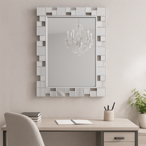 Modern Silver Framed Wall Mirror – Sleek Contemporary Decorative Mirror for Living Room, Entryway, Bedroom Décor-Sona Casa